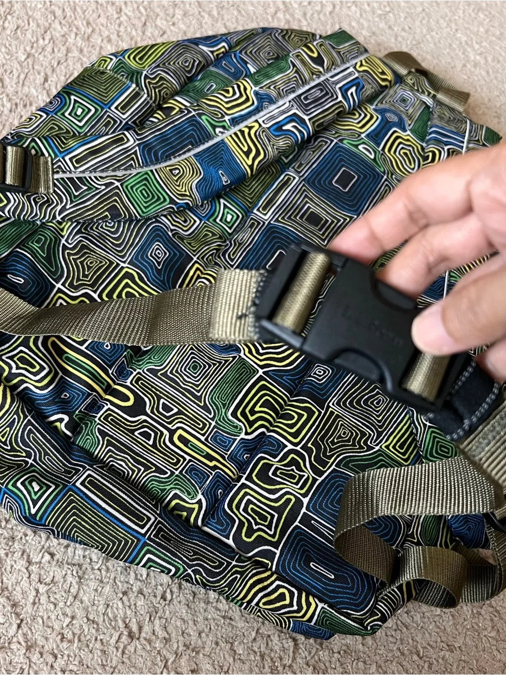 LL Bean Geometric Pattern Backpack - Picture 7 of 12